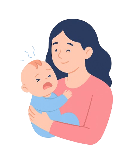 Mother holding crying baby